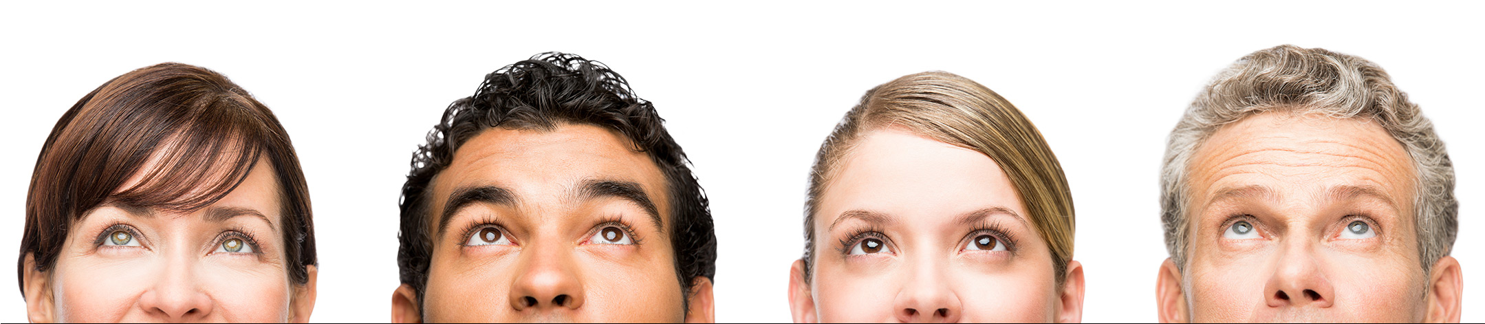 Four model patients looking up