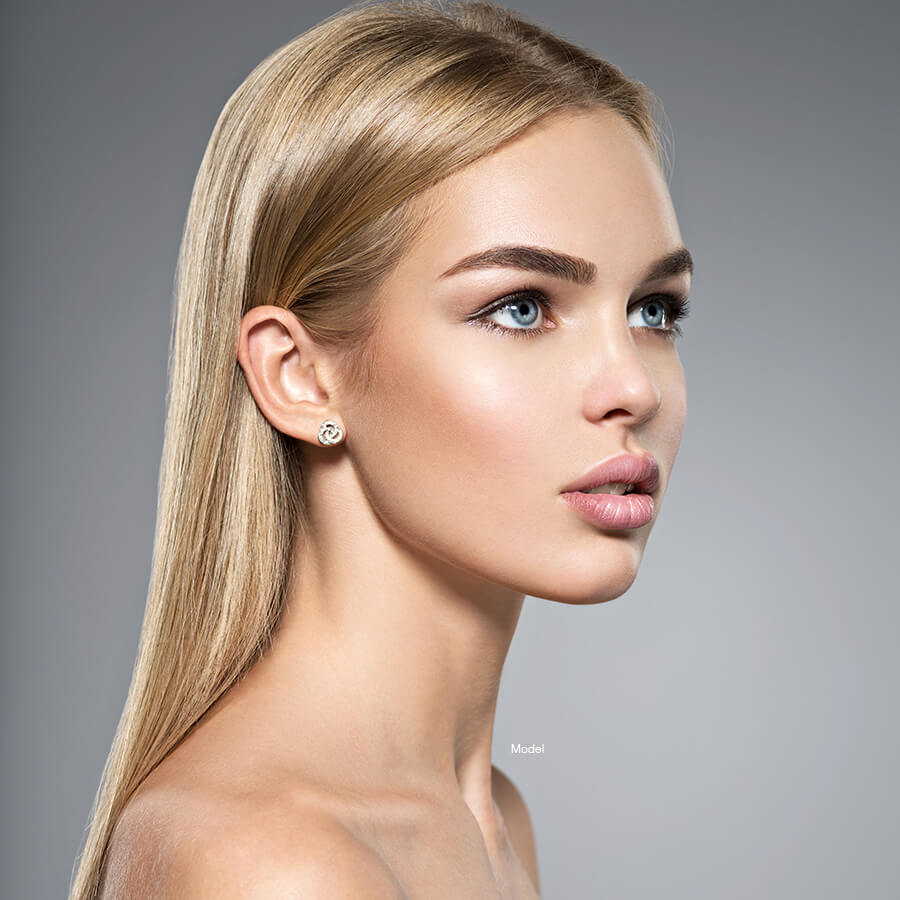 Beautiful woman looking up