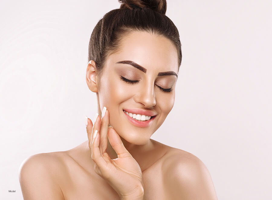 Beautiful woman with defined facial contour