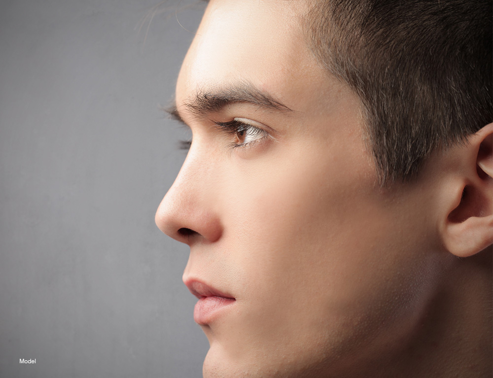 Up close profile of a young man